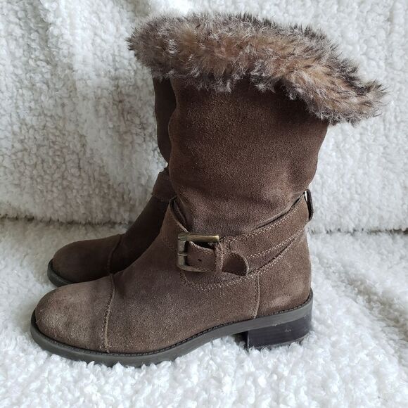 Cougar Faux Fur Lined Suede Buckle Pull on Boots - Picture 5 of 6